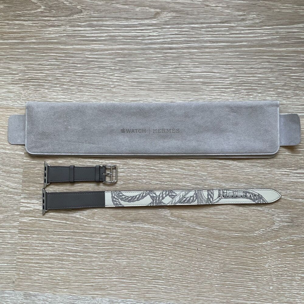 Hermes Swift Double Tour Béton Étain Apple Watch Band